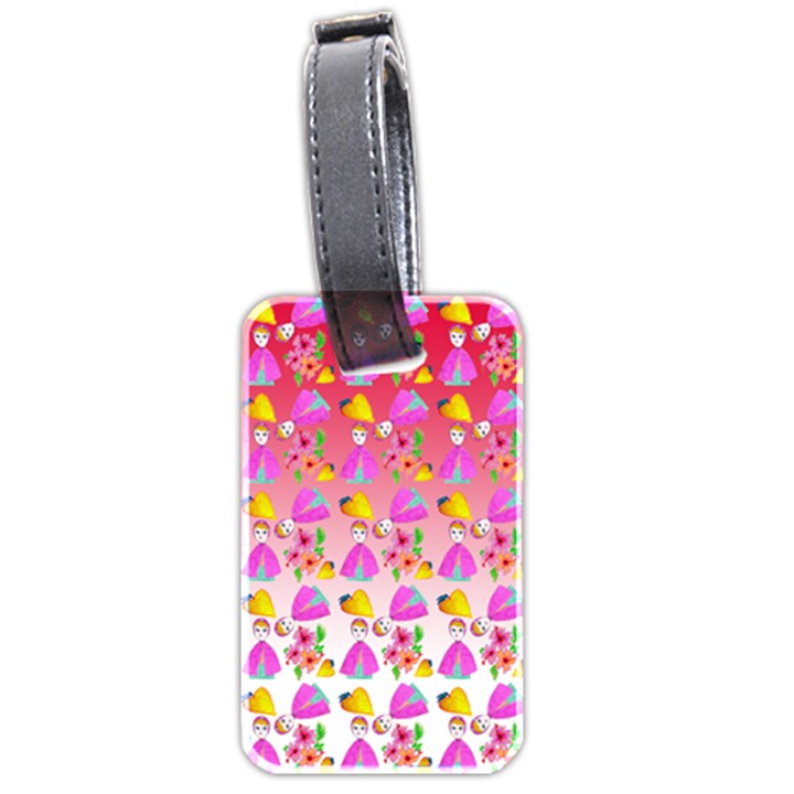 Girl With Hood Cape Heart Lemon Pattern Red Ombre Luggage Tag (two sides)