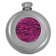 Pink Zebra Round Hip Flask (5 Oz) by Angelandspot