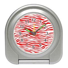 Red And White Zebra Travel Alarm Clock by Angelandspot