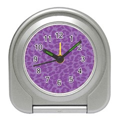 Purple Big Cat Pattern Travel Alarm Clock by Angelandspot