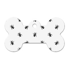 Housefly Drawing Motif Print Pattern Dog Tag Bone (one Side) by dflcprintsclothing