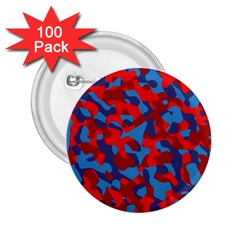 Red And Blue Camouflage Pattern 2 25  Buttons (100 Pack)  by SpinnyChairDesigns