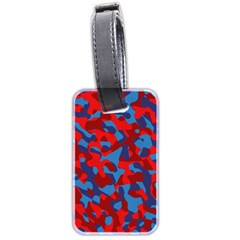 Red And Blue Camouflage Pattern Luggage Tag (two Sides) by SpinnyChairDesigns