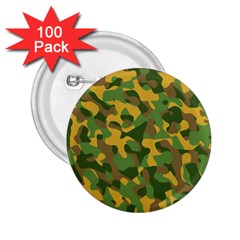 Yellow Green Brown Camouflage 2 25  Buttons (100 Pack)  by SpinnyChairDesigns