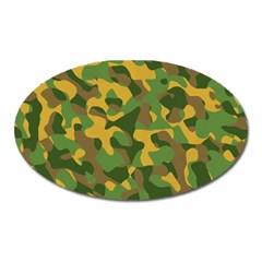 Yellow Green Brown Camouflage Oval Magnet by SpinnyChairDesigns