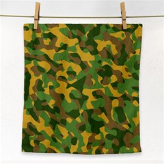 Yellow Green Brown Camouflage Face Towel by SpinnyChairDesigns