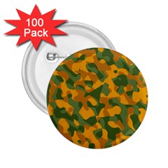 Green And Orange Camouflage Pattern 2 25  Buttons (100 Pack)  by SpinnyChairDesigns