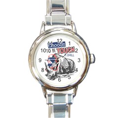 Choose To Be Tough & Chill Round Italian Charm Watch by Bigfootshirtshop