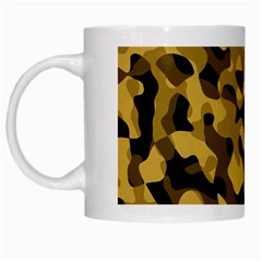 Black Yellow Brown Camouflage Pattern White Mugs by SpinnyChairDesigns