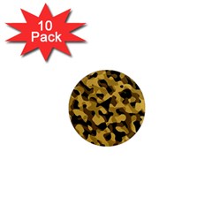 Black Yellow Brown Camouflage Pattern 1  Mini Magnet (10 Pack)  by SpinnyChairDesigns