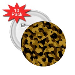 Black Yellow Brown Camouflage Pattern 2 25  Buttons (10 Pack)  by SpinnyChairDesigns