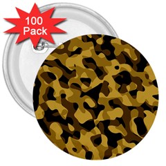 Black Yellow Brown Camouflage Pattern 3  Buttons (100 Pack)  by SpinnyChairDesigns