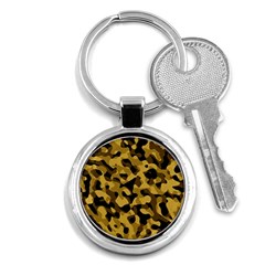 Black Yellow Brown Camouflage Pattern Key Chain (round) by SpinnyChairDesigns