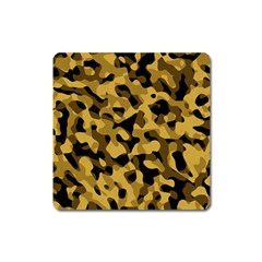 Black Yellow Brown Camouflage Pattern Square Magnet by SpinnyChairDesigns