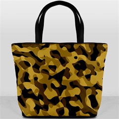 Black Yellow Brown Camouflage Pattern Bucket Bag by SpinnyChairDesigns