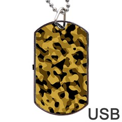 Black Yellow Brown Camouflage Pattern Dog Tag Usb Flash (two Sides) by SpinnyChairDesigns