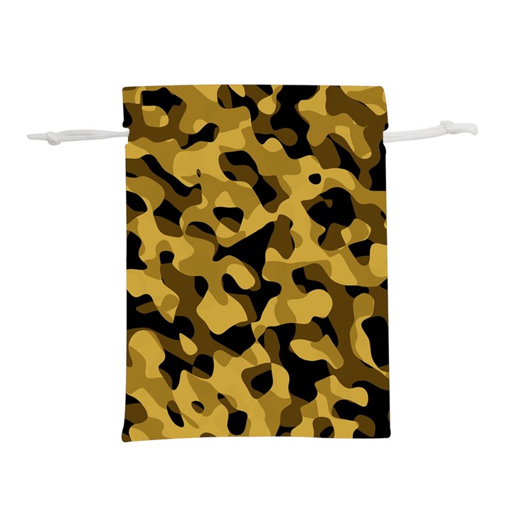 Black Yellow Brown Camouflage Pattern Lightweight Drawstring Pouch (M)