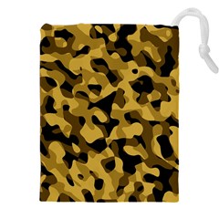 Black Yellow Brown Camouflage Pattern Drawstring Pouch (5xl) by SpinnyChairDesigns