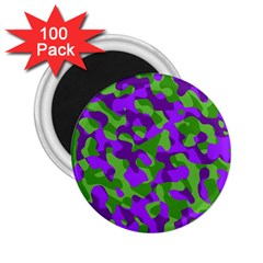 Purple And Green Camouflage 2 25  Magnets (100 Pack)  by SpinnyChairDesigns