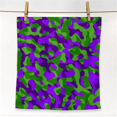 Purple And Green Camouflage Face Towel by SpinnyChairDesigns