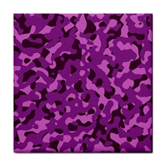 Dark Purple Camouflage Pattern Tile Coaster by SpinnyChairDesigns