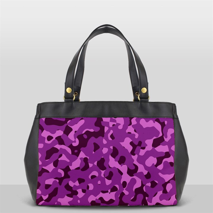 Dark Purple Camouflage Pattern Oversize Office Handbag (2 Sides)