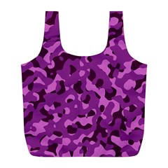 Dark Purple Camouflage Pattern Full Print Recycle Bag (l) by SpinnyChairDesigns