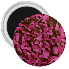 Pink And Brown Camouflage 3  Magnets by SpinnyChairDesigns