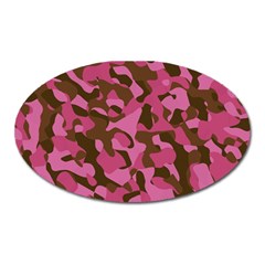 Pink And Brown Camouflage Oval Magnet by SpinnyChairDesigns