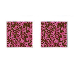 Pink And Brown Camouflage Cufflinks (square) by SpinnyChairDesigns