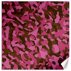 Pink And Brown Camouflage Canvas 20  X 20  by SpinnyChairDesigns