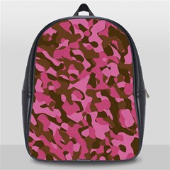 Pink And Brown Camouflage School Bag (large) by SpinnyChairDesigns