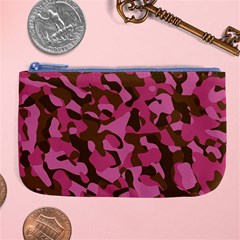 Pink And Brown Camouflage Large Coin Purse by SpinnyChairDesigns