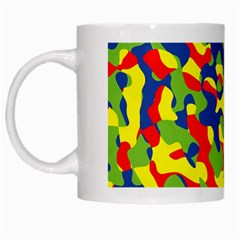 Colorful Rainbow Camouflage Pattern White Mugs by SpinnyChairDesigns