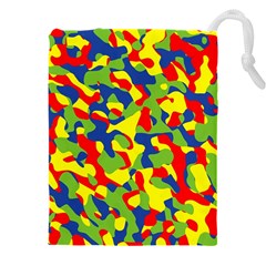 Colorful Rainbow Camouflage Pattern Drawstring Pouch (5xl) by SpinnyChairDesigns