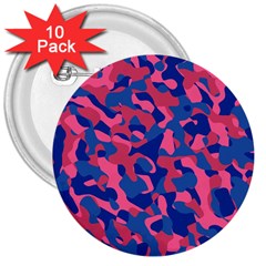 Blue And Pink Camouflage Pattern 3  Buttons (10 Pack)  by SpinnyChairDesigns