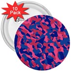 Blue and Pink Camouflage Pattern 3  Buttons (10 pack)  Front