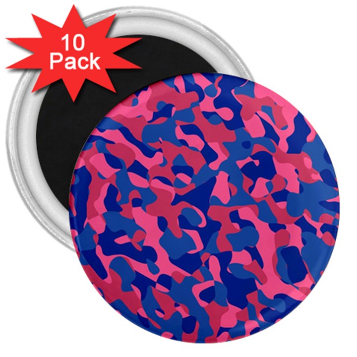 Blue and Pink Camouflage Pattern 3  Magnets (10 pack) 