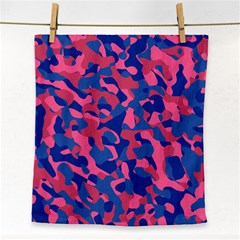 Blue And Pink Camouflage Pattern Face Towel by SpinnyChairDesigns