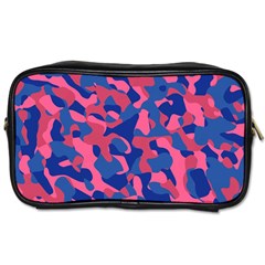 Blue And Pink Camouflage Pattern Toiletries Bag (two Sides) by SpinnyChairDesigns