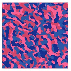 Blue And Pink Camouflage Pattern Large Satin Scarf (square) by SpinnyChairDesigns