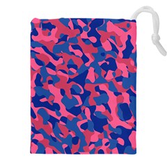 Blue And Pink Camouflage Pattern Drawstring Pouch (5xl) by SpinnyChairDesigns