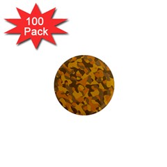 Brown And Orange Camouflage 1  Mini Magnets (100 Pack)  by SpinnyChairDesigns