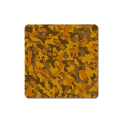 Brown And Orange Camouflage Square Magnet by SpinnyChairDesigns