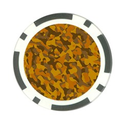 Brown And Orange Camouflage Poker Chip Card Guard by SpinnyChairDesigns