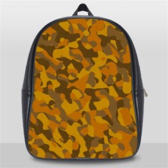 Brown And Orange Camouflage School Bag (large) by SpinnyChairDesigns