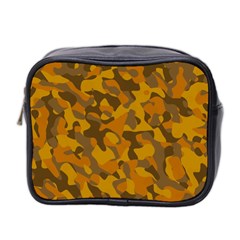 Brown And Orange Camouflage Mini Toiletries Bag (two Sides) by SpinnyChairDesigns