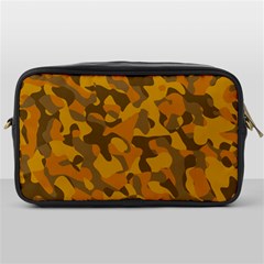 Brown And Orange Camouflage Toiletries Bag (one Side) by SpinnyChairDesigns