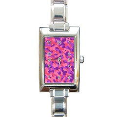 Pink And Purple Camouflage Rectangle Italian Charm Watch by SpinnyChairDesigns