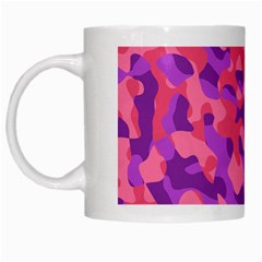 Pink And Purple Camouflage White Mugs by SpinnyChairDesigns